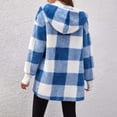 thumbnail image 4 of Delayuji Women Thermal Top Winter Coats Warm Plush Hooded Jackets Up Button Cardigan Trendy Plaid Fuzzy Outerwear Womens Thermal Tops Long Sleeve Blue L, 4 of 4