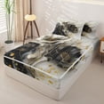 thumbnail image 2 of Castle Fairy Luxury Ink Gold Floral Art Zipper Twin Comforter Sets with Fitted Sheet and 2 Pillowcases,Black White Flower Glitter Splash Layout Zipper Bedding Set,Gold Gray,Black Reversible,4-Piece, 2 of 6