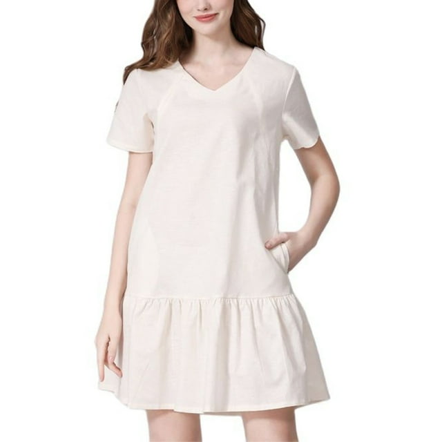 FAIWAD Robe de Maternité pour Femmes Décontractée à Manches Courtes à Volants Grande Taille Allaitement Robe d'Été