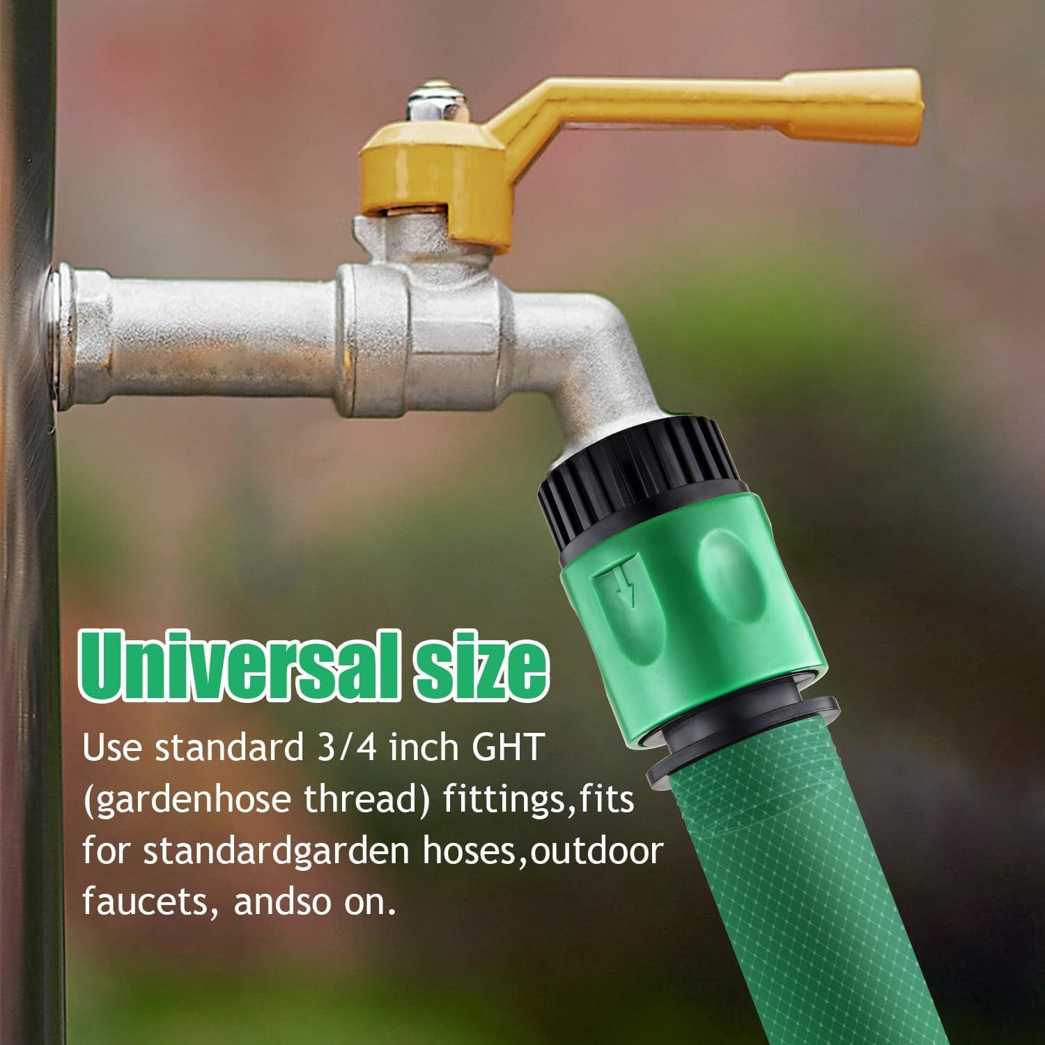 HRTGFD-16 Pieces Garden Water Hose Quick Connectors, 3/4 Inch GHT Plastic Water Hose Fittings Male and Female, Quick Connect Hose Fittings for Garden Hose Quick Connector with 10 Pieces Rubber Washer
