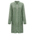 thumbnail image 5 of Arlun Womens Full Zipper Flannel Robes Fuzzy Soft Long Sleeve Loungewear Simple Solid Color Winter Warm Comfortable Sleepwear Casual Loose Knee Length Bathrobe Green S, 5 of 8