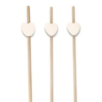 BambooMN 7.1" Decorative White Heart Bamboo Cocktail Fruit Sandwich Picks Skewers for Catered Events, Holiday's, Restaurants or Buffets Party Supplies, 100 Pieces