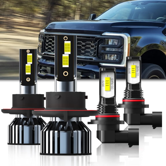 LED Headlight Bulbs for Ford F250 Super Duty 2005-2023,9008/H13 High/Low Beam  9145/9140 LED Fog Light,Pack of 4