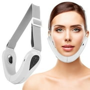 Electric V-Face Shaping Massager,Micro-Current Facial Lifting Slimming,V-Face-Lift Belt,Double Chin Shaping Massager,White