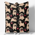 thumbnail image 2 of Pug Blanket Gifts for Women Mom Wife Girls Boys Birthday Christmas Valentine Presents Cute Pug Print Theme Decor Home Bedroom Living Room Couch Sofa Kids Adults Soft Cozy Plush Flannel Throws 60"x50", 2 of 6