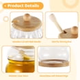thumbnail image 3 of 2 Pcs Honey Jar Set, Glass Container with Wooden Stirrer, Wide Mouth Kitchen Maple Syrup Dispenser, Includes Wooden Lid & Base, Ideal Christmas Mother's Day Gift (11 oz & 14.2 oz), 3 of 5
