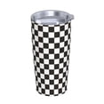 thumbnail image 2 of Kll Black And White Checkerboard Stainless Stainless Steel Vacuum Insulated Coffee Cup 20 Oz Lids And Straws,1 Metal Straws,1 Cleaning Brush, 2 of 9