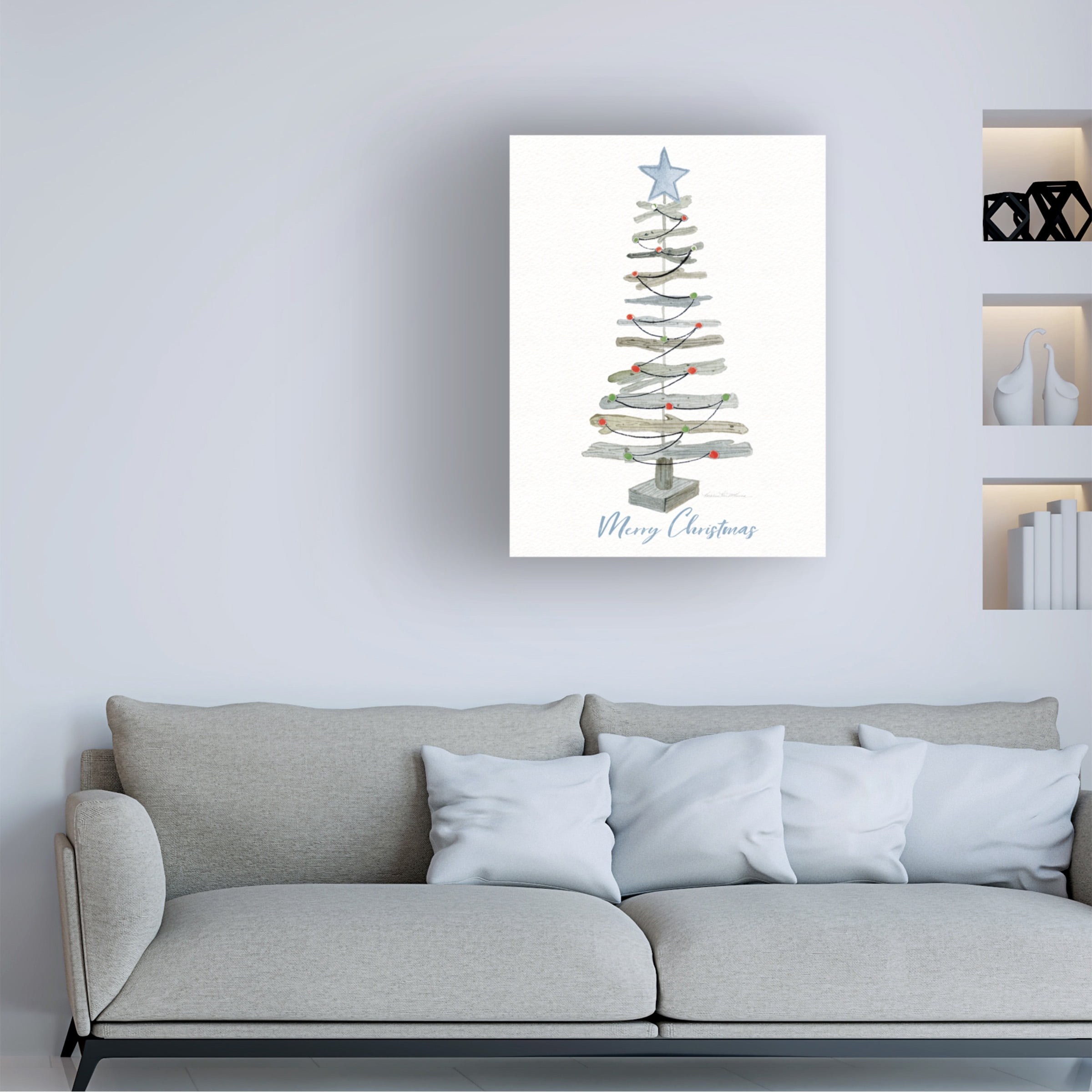 Kathleen Parr McKenna 'Coastal Holiday Tree III Red Merry Christmas' Canvas Art