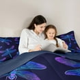 thumbnail image 5 of Feelyou Boho Cartoon Dragonfly Full Size Comforter Sets, Blue Purple Jungle Animal Bedding Comforter Set, Mandala Theme Reversible Bedding Sets, Super Cozy Room Decor, 3-Piece, 5 of 8