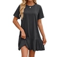 thumbnail image 3 of MOSHU Crew Neck Dresses for Women Short Sleeve Women Dresses Casual Swing Babydoll Midi Dress with Pockets, 3 of 12