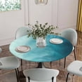thumbnail image 5 of Blue Teal Ombre Round Tablecloth for 45-54 Inch Tables, Fitted Table Cover with Elastic Edge, Coastal Beach Modern Abstract Art Waterproof Outdoor Table Cloth Protector for Patio Garden Dinner Picnic, 5 of 9