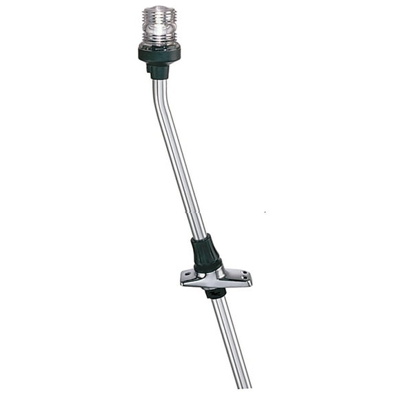 Perko 1311DP2CHR Telescoping White All-Round Pole Light and Base Combination - 20-1/8" Height, 16° Rake