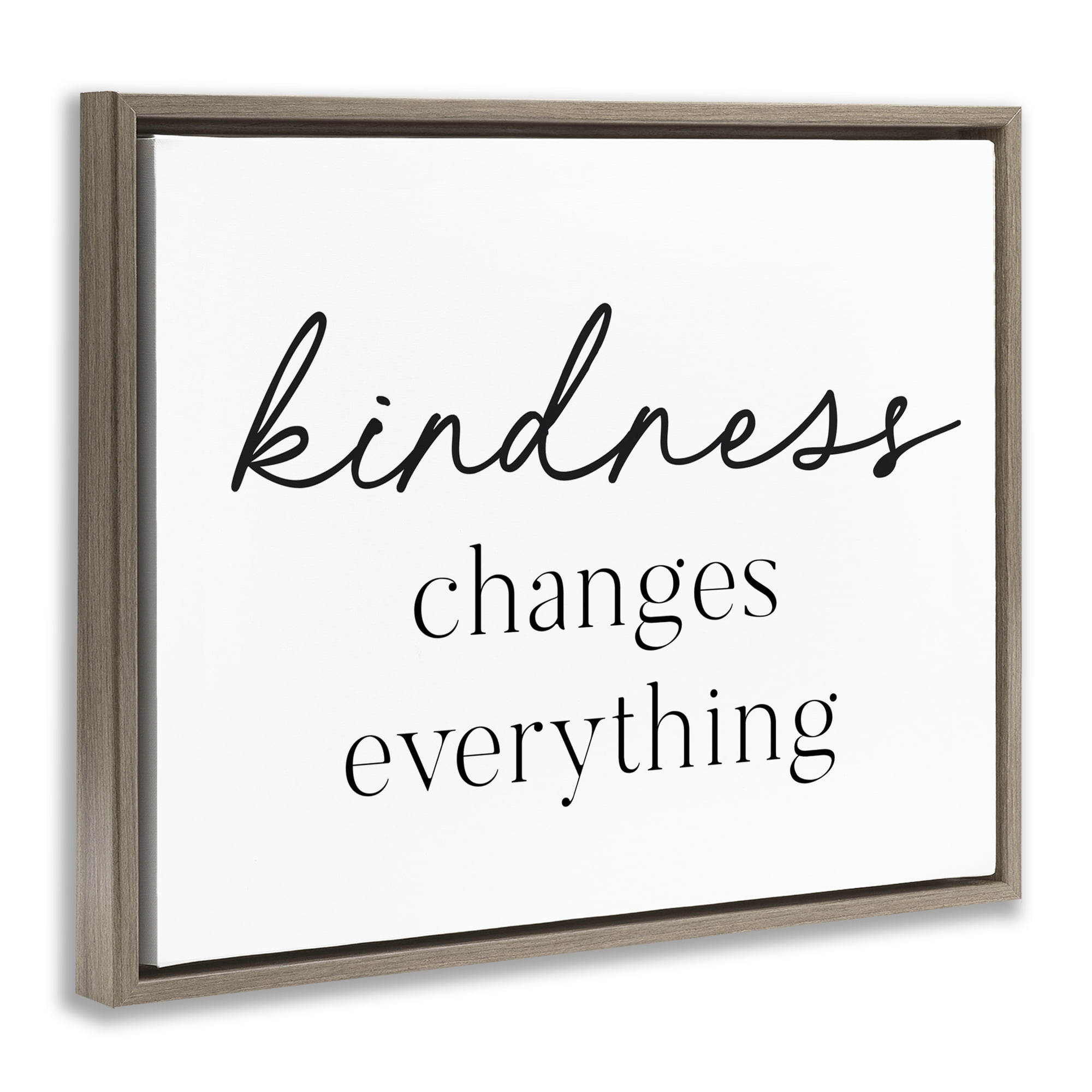 Kindness Changes Everything Brown Framed Floater Canvas Wall Art, design by Lettered and Lined