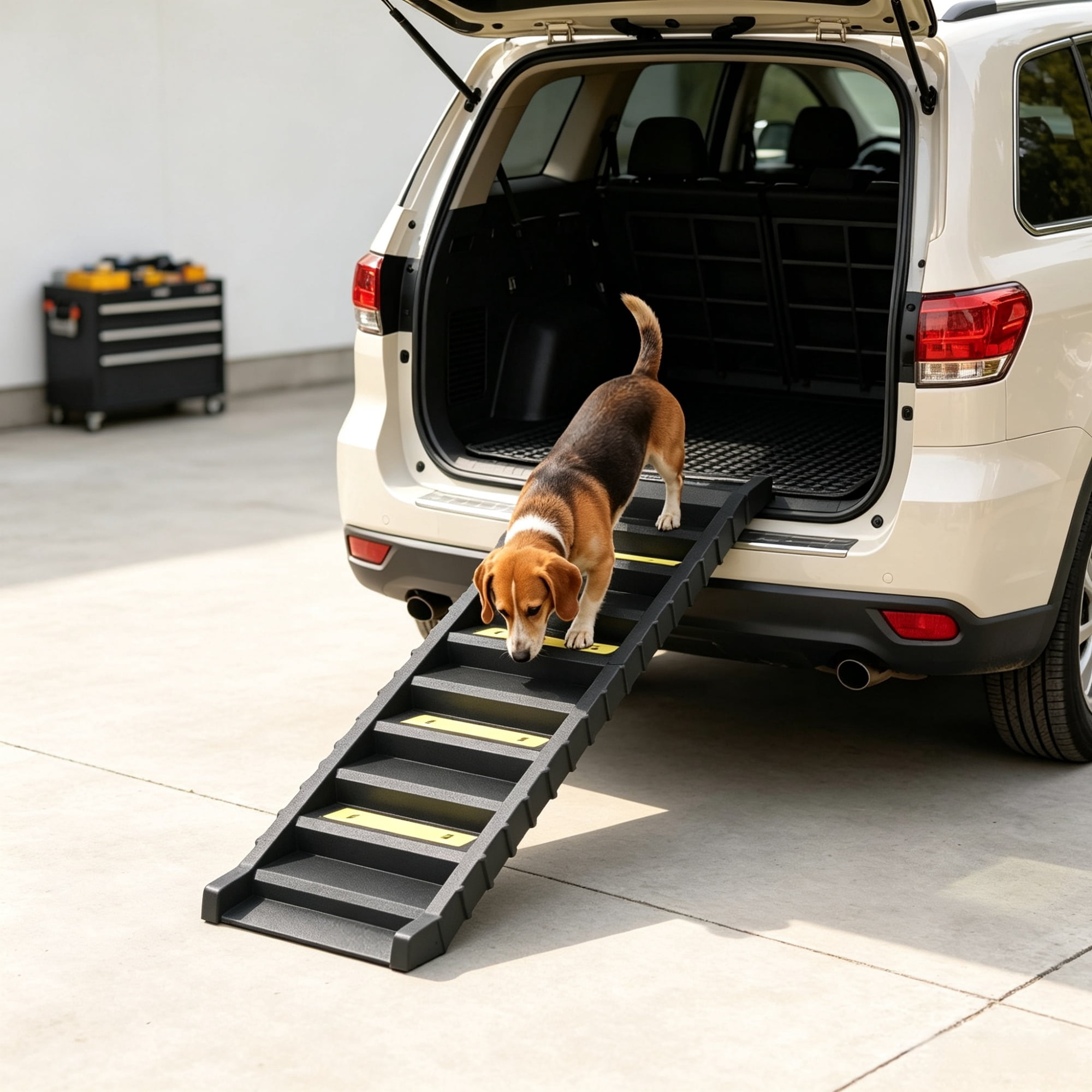 Folding Pet Car Ramp, Foldable Dog Ramp for Large Medium Small Dogs, Black