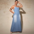 thumbnail image 4 of AURA Womens Plus Size Sleeveless Denim Maxi Dress A Line Washed Stretch Jean Dress 1XL 5XL, 4 of 6