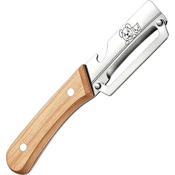 Multifunctional Vegetable Peeler, Zero Flex & Smooth-Running, Stainless Steel with Wooden Handle, 2 in 1 Peeler with Bottle Opener for Fruit Potato Apple Carrot