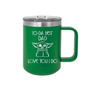 Yo-Da Best Dad Love You I Do - Engraved Coffee Mug with Handle Cup Unique Funny Birthday Gift Graduation Gifts for Women Fathers Day Dad Papa Pops best buckin Star Wars Yoda (15 oz Mug, Grn)