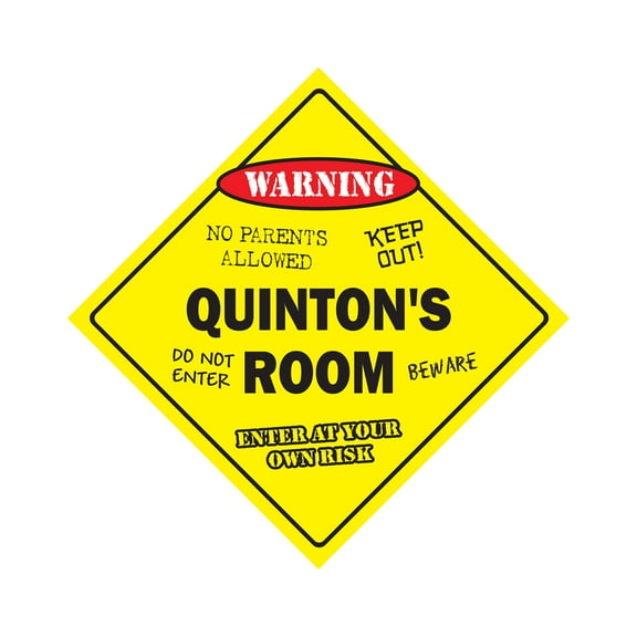 Quinton's Room Sign Crossing Zone Xing | Indoor/Outdoor | 12" Tall kids bedroom decor door children's name boy girl
