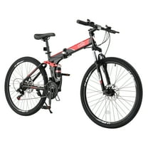 UBesGoo Folding Mountain Bike Shimano 21-Speed, with 26 inch Wheels, Red&Black