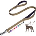 thumbnail image 1 of wonima02 4 FT Heavy Duty Dog Leash with 2 Comfortable Padded Handles, Traffic Handle & Advanced Easy Snap Hook, Reflective Walking Lead for Large, Medium & Small Breed Dogs, Brown, 1 of 1