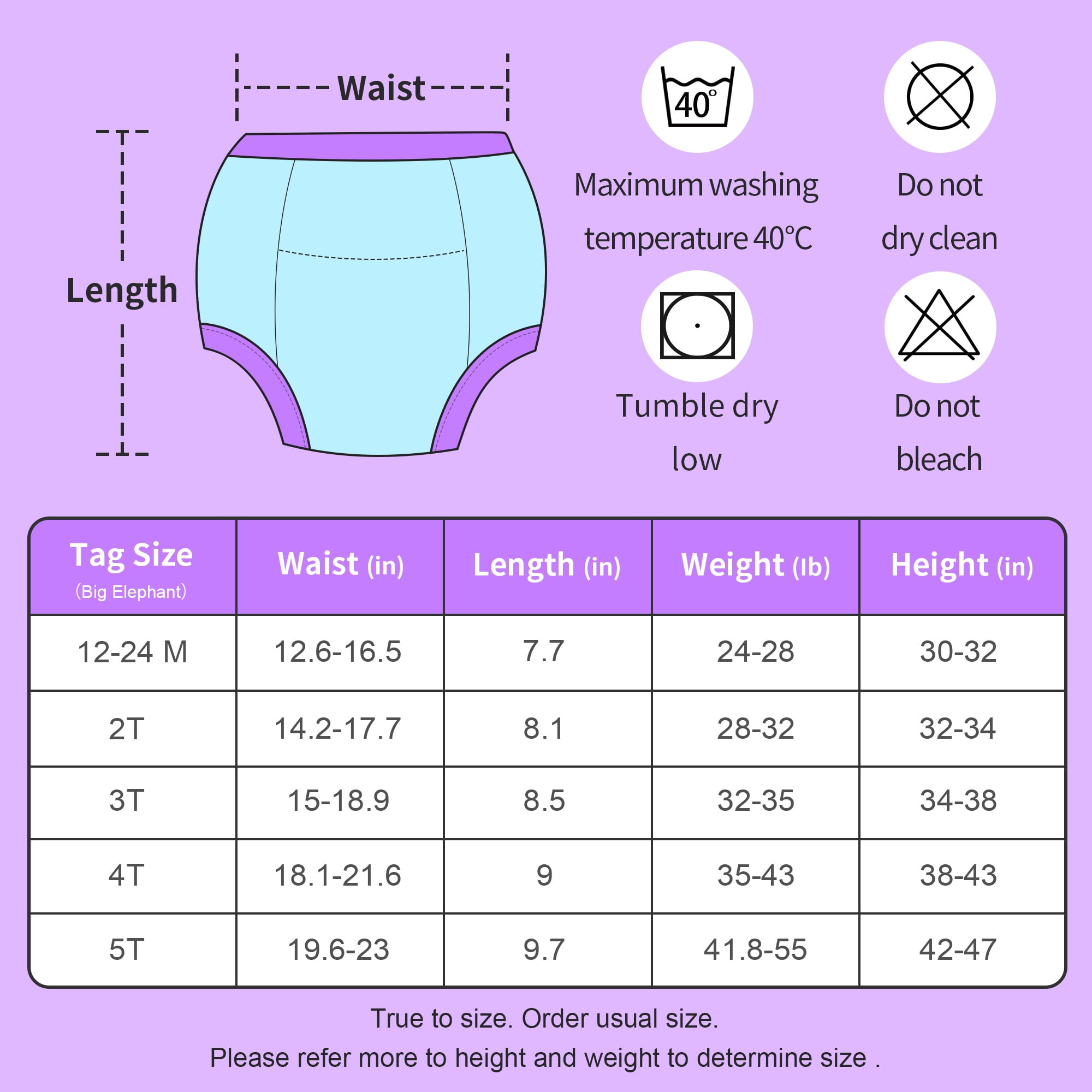 BIG ELEPHANT 10-pack Baby Potty Training Underwear, Soft 100% Cotton Absorbent Training Pants for Boys & Girls, Ages 12M-10Y