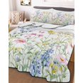 thumbnail image 3 of Quilts Queen Size, Spring Floral Soft Comforter Bedding Set for Bed, Colorful Watercolor Botanical Summer Lightweight Quilted Bedspread with Pillow Cover(2 Pieces) for All Season, 90x96 Inch, 3 of 6