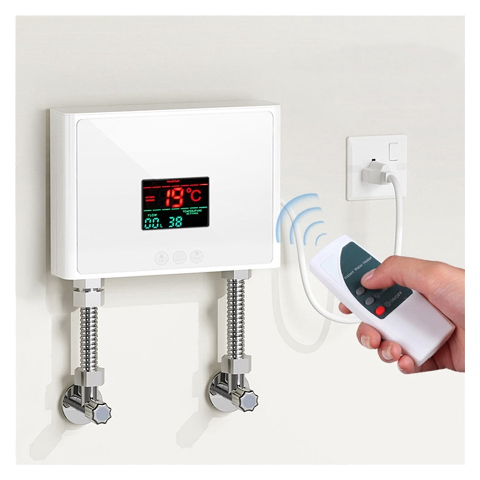Instant Water Heater 3000W Bathroom Kitchen Wall Mounted Electric Water Heater LCD Temperature Display With Remote Control ,Safety Protections