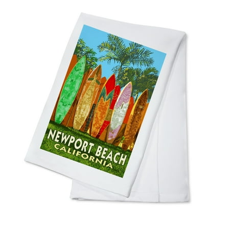 Newport Beach, California - Surfboard Fence - Lantern Press Poster (100% Cotton Kitchen