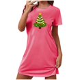 thumbnail image 4 of Sakmal Christmas Moomoo Nightgowns Women Pink Cute Loose Cloud-Like Moomoo Dress Crew Neck Short Short Sleeve Christmas Trees Print Nightgowns S-2XL, 4 of 5