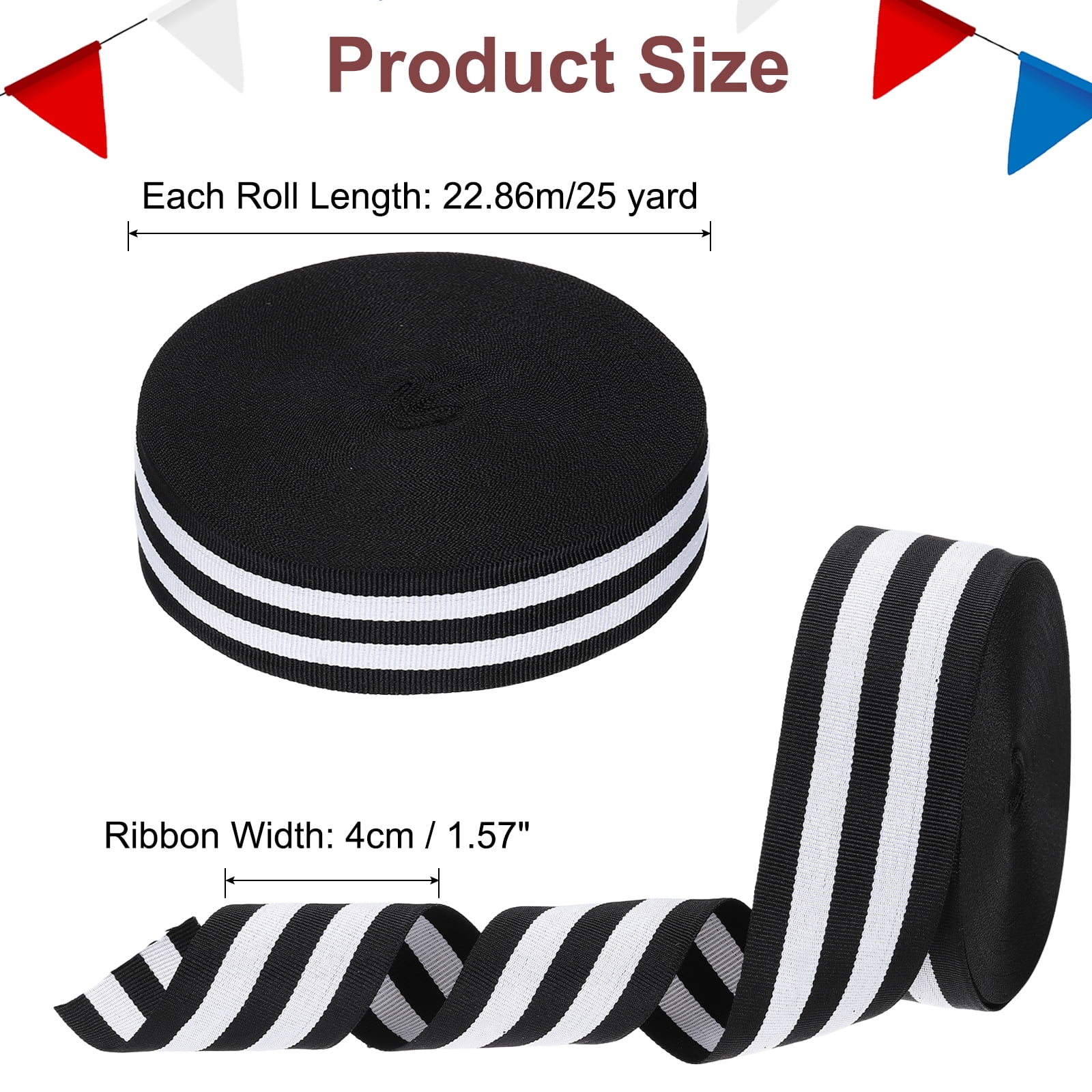 Uxcell 1.6" Black Red Striped Grosgrain Ribbon, 10 Yard Polyester Fabric Stripe Craft Ribbon Double Faced Design for Bow Gift Wrapping DIY Making Christmas Decorations
