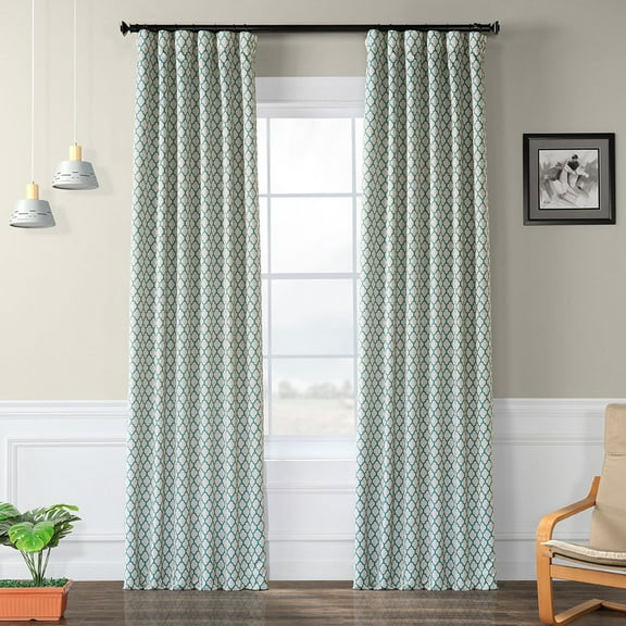 Casablanca Teal Blackout Room Darkening Curtain (1 Panel), Casablanca Teal, 50W X 63L