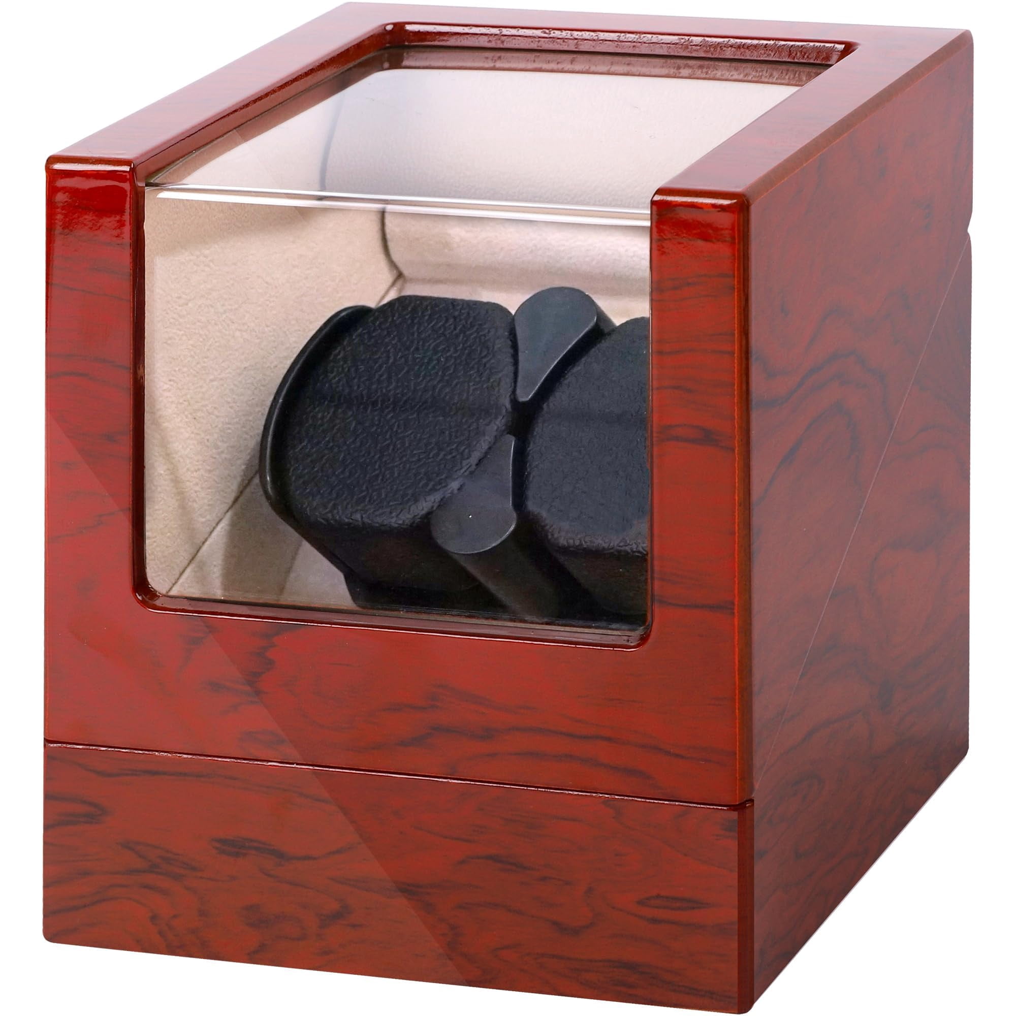 Arachvia Double Watch Winder Box for Automatic Watches, Watch Case with Luxury Mahogany Tone Piano Finish, Ultra Quiet Japanese Motor