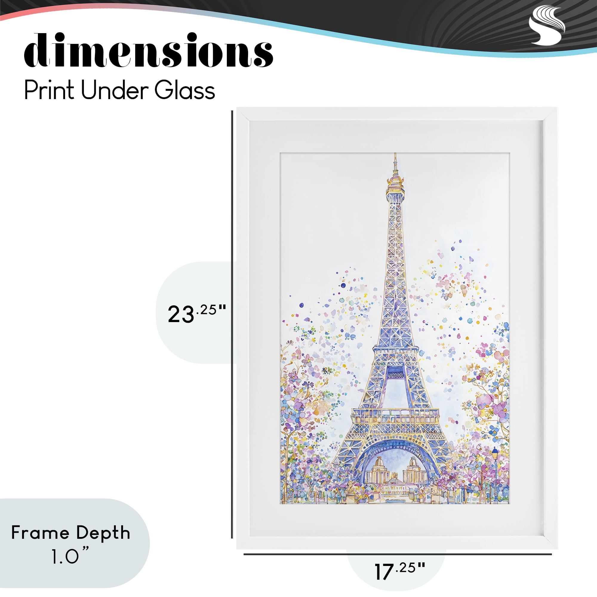 Stupell Industries Colorful Eiffel Tower White Framed Print Under Glass, design by Creative Studio