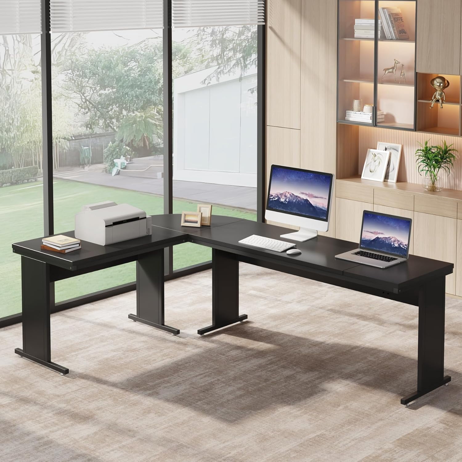 Tribesigns 83-In L-Shaped Executive Desk, Modern Reversible Office Computer Desk for Home Office (Black)