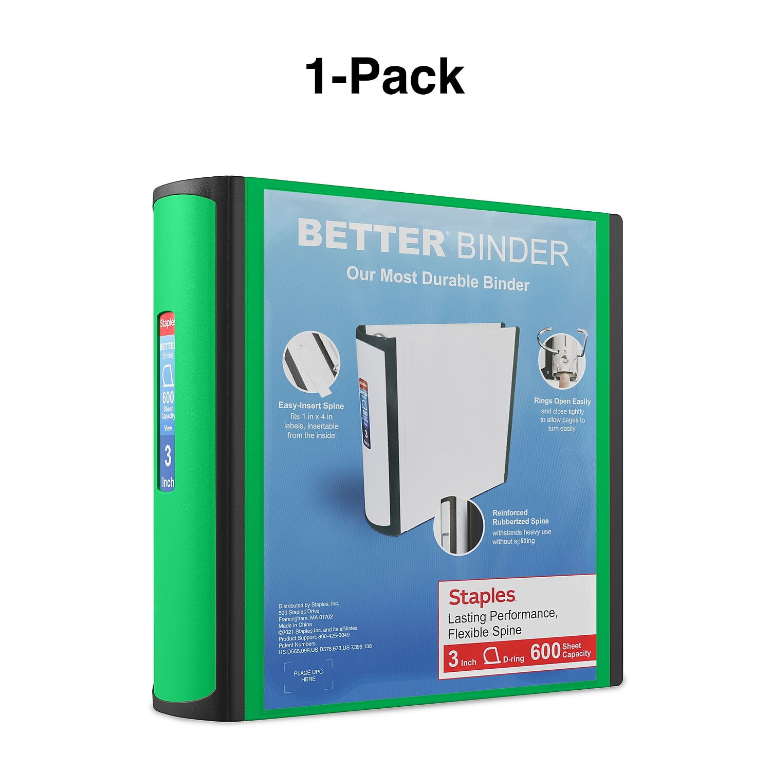 Staples Better 3-Inch D 3-Ring View Binder Teal (15129-US
