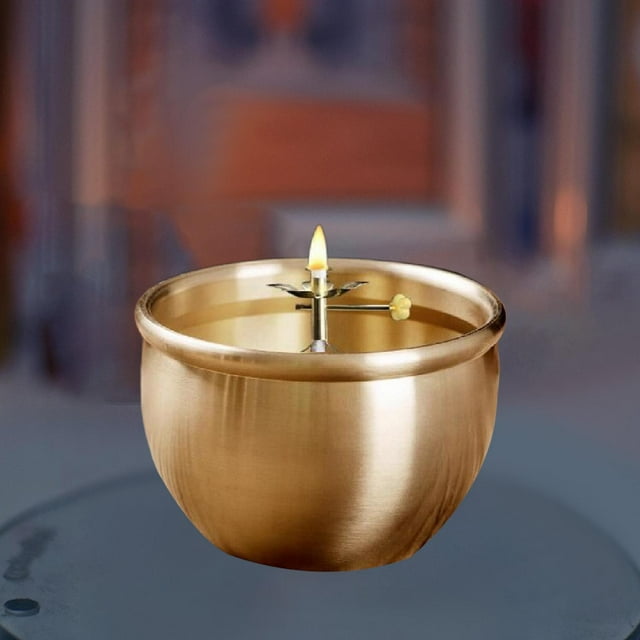 Porta Ghee Lámpara Portavelas Votiva Altar Budista de Cobre con Diseño Compacto Y Brillo Modificable Adecuado para Ofrendas Decoración de Mesa Celebra Estilo C