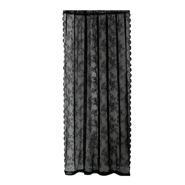 Cortinas de red con flores negras, elegantes y ligeras, para ventana. 100cmx200cm