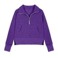 thumbnail image 5 of Dezsed Middle Big Girls Sweatshirt Half Zip Solid Crew Neck Sweatshirt Long Sleeve Pullover Crop Kids Fleece Sweatshirts 9-10 Years Purple, 5 of 5