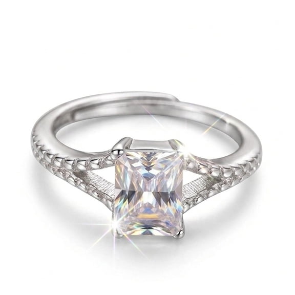 925 Pure Silver The Imperial Emerald-Cut Ring