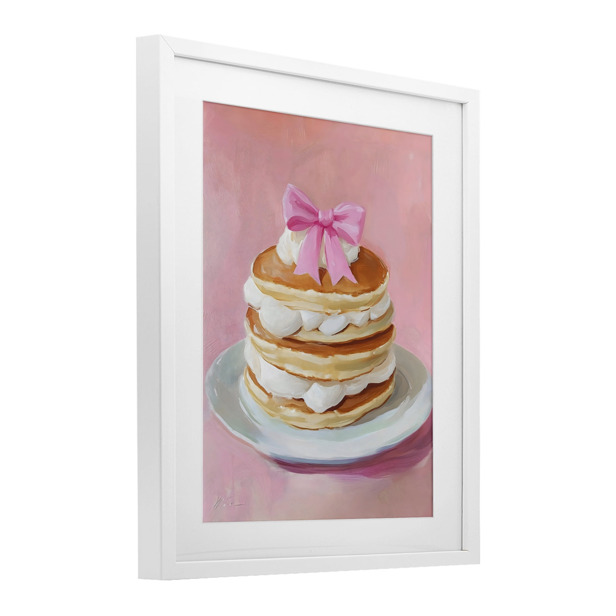 Stupell Industries Coquette Pancakes with Whipped Cream White Framed Print Under Glass, design by The Prints Vibe