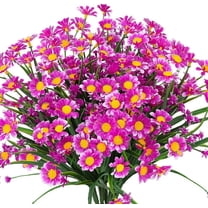 4 Bundles Outdoor Artificial Daisies Flowers UV Resistant Shrubs, Greenery for Indoor Outside Hanging Garden Porch Window Box Home Wedding Farmhouse Decor(Red)