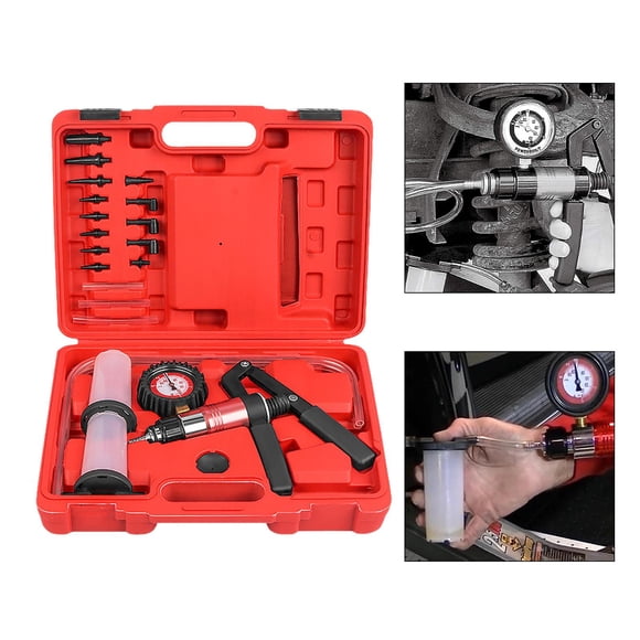 Probador de bomba de vacío,Kit de prueba de bomba de vacío automotriz de mano,Purgador de frenos de mano con juego de vacuómetro,Herramienta de purga del de frenos con caja de