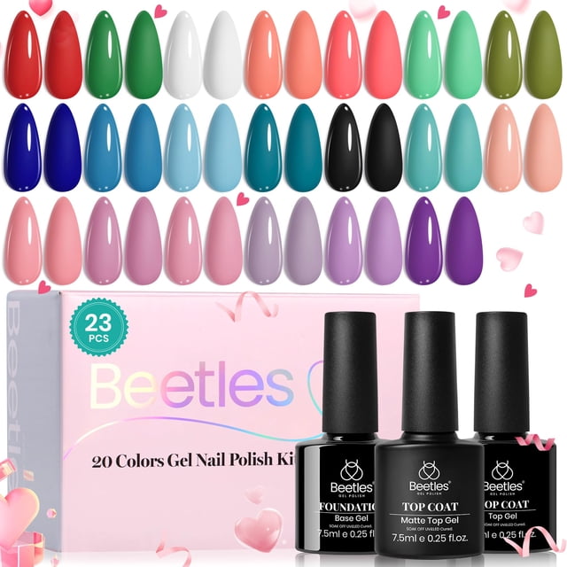 Set de esmaltes de uñas en gel Beetles, 20 colores, blanco y negro nude
