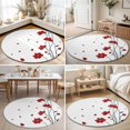 thumbnail image 4 of Round Area Rugs 4Ft, Red Poppy Flowers Non-Slip Washable Circle Rugs Carpet, Spring Modern Abstract Floral Rustic Indoor Outdoor Rug Floor Mats Throw Runner for Bedroom Living Room Bathroom, 4 of 8