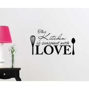 Wall Vinyl Decal This Kitchen is seasoned with love cute inspirational family love vinyl quote saying wall art lettering sign room decor