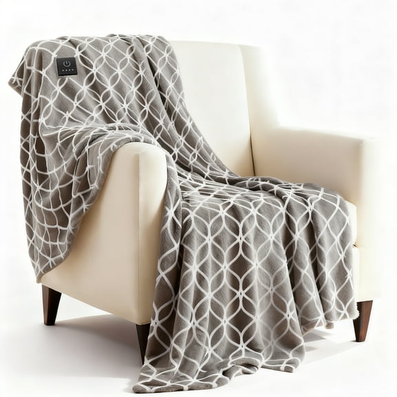 WATO FT Heated Throw Blanket Electric Blanket with Built-in Button Controller 50"x60" One-Touch Ultra Cozy Soft Warm 4 Heat Levels & 4 Hours Auto-off Overheat Protection