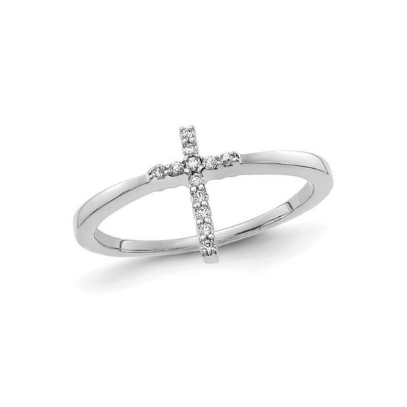 Gem & Harmony 14K White Gold Cross Ring with Lab-Grown Accent Diamonds for Women
