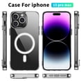 thumbnail image 2 of Magnetic Case for iPhone 15 Pro Max Compatible with MagSafe Wireless Charging, Crystal Clear Shockproof Bumper Corners Protection Phone Cover, Anti-Scratch Non-Yellowing Transparent Case, Clear, 2 of 12