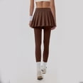thumbnail image 6 of GEWSEY Women Tennis Skirted Leggings with Pockets Athletic Pleated Skirts with Leggings Workout Active Golf Skort (Brown, L), 6 of 7