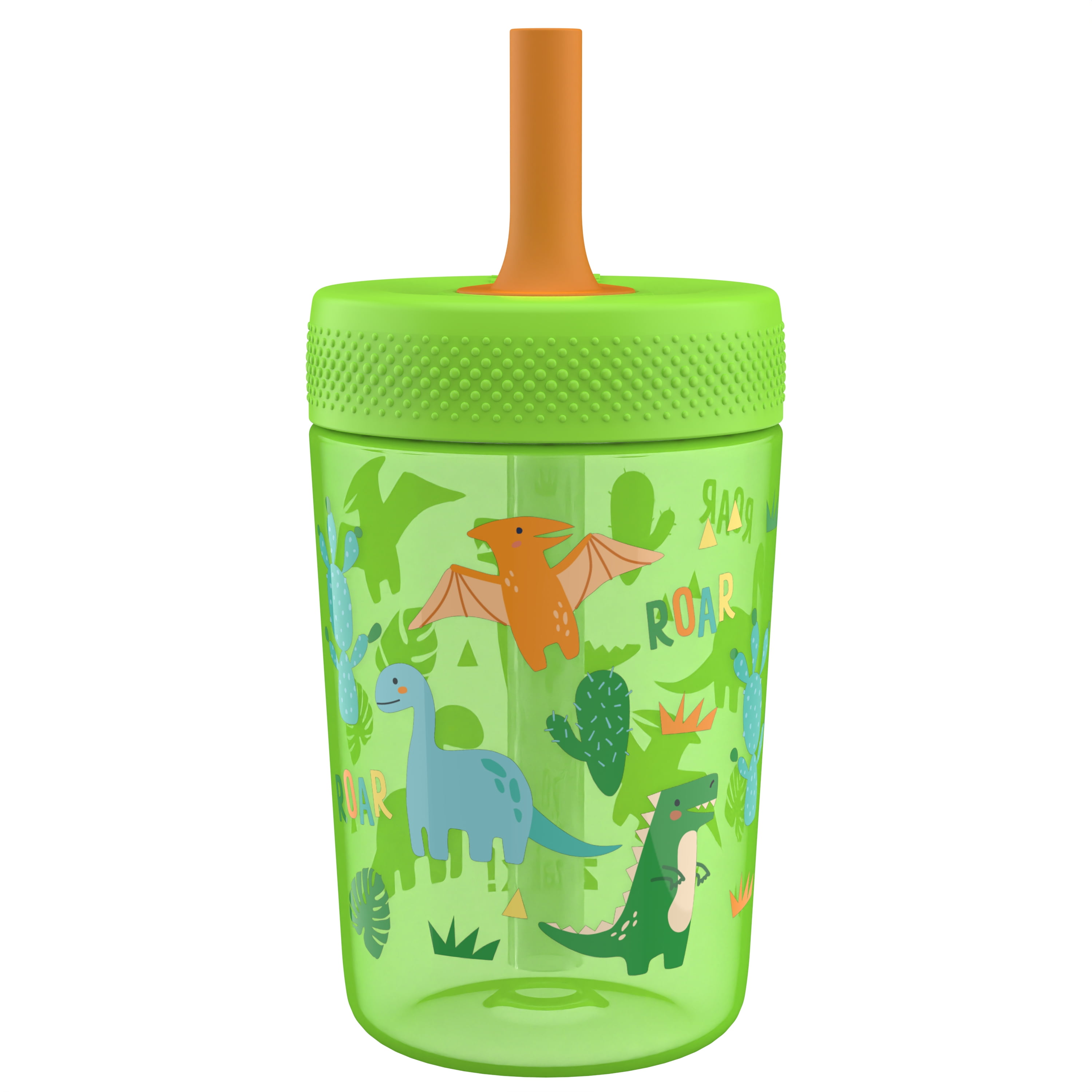 Zak Designs Capri Tumbler, Soft Straw Tumbler for Toddlers, 12oz, Leak-Proof, Easy to Hold, Dinosaur